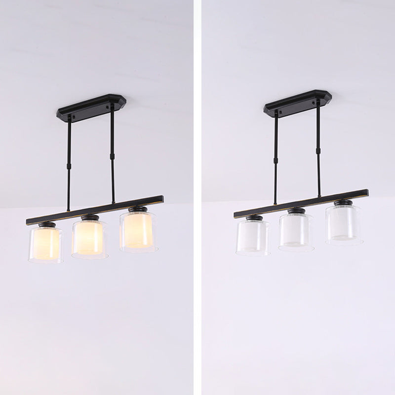 Cilíndrico de techo de la isla de vidrio lámparas de comedor industrial lámparas de la isla