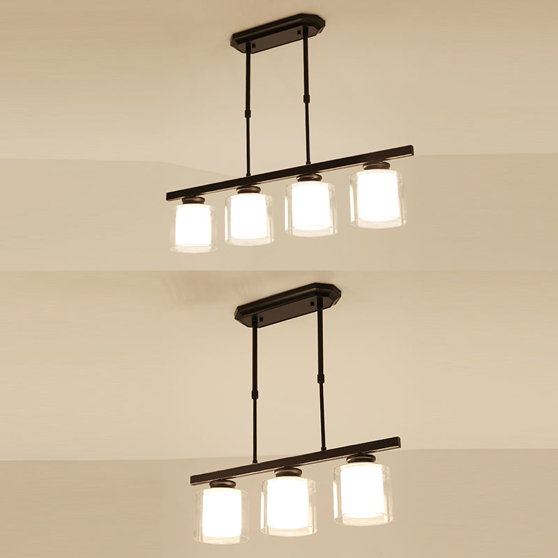 Cilíndrico de techo de la isla de vidrio lámparas de comedor industrial lámparas de la isla