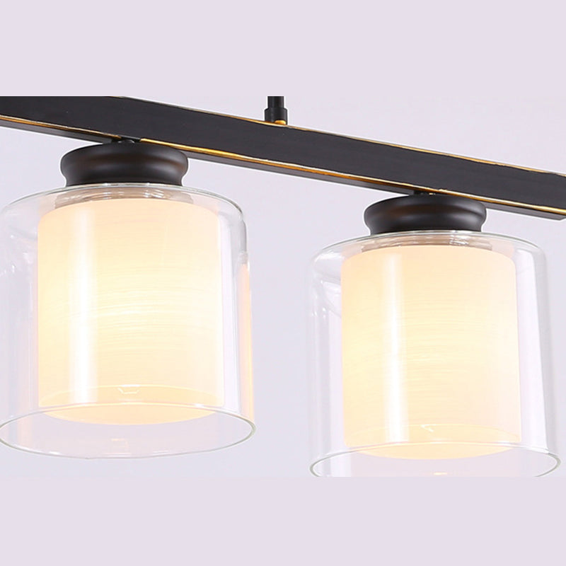 Cilíndrico de techo de la isla de vidrio lámparas de comedor industrial lámparas de la isla