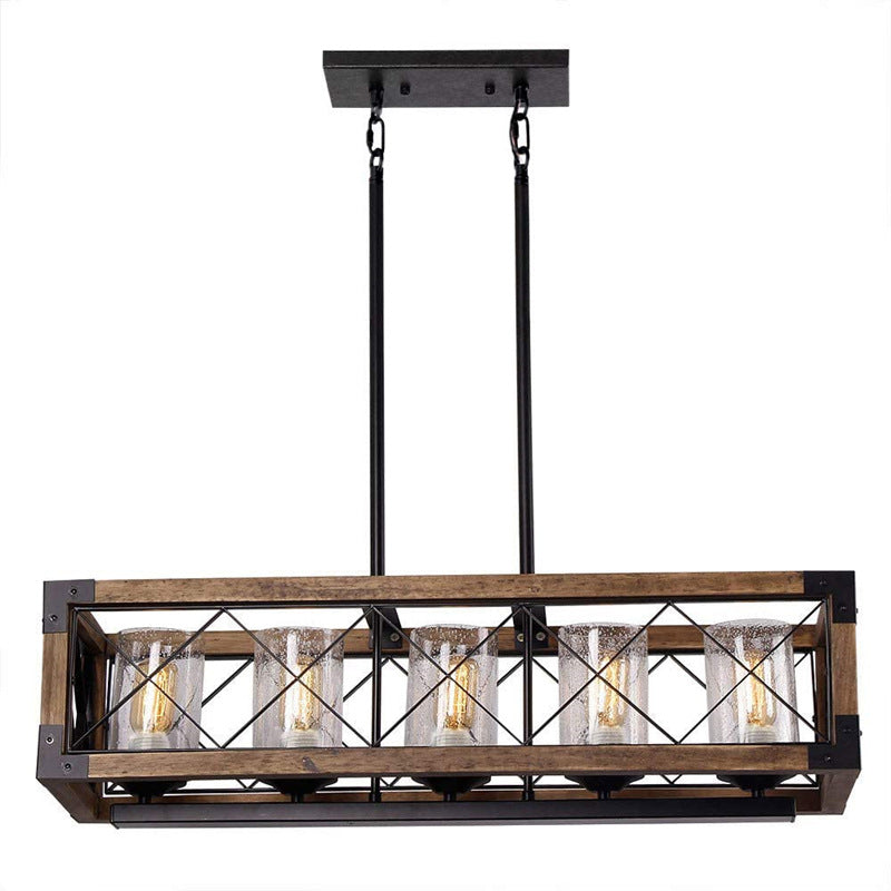 Isola in gabbia nera a ciondolo lineare a pendente retrò in metallo sala da pranzo lampadario isola lampadario
