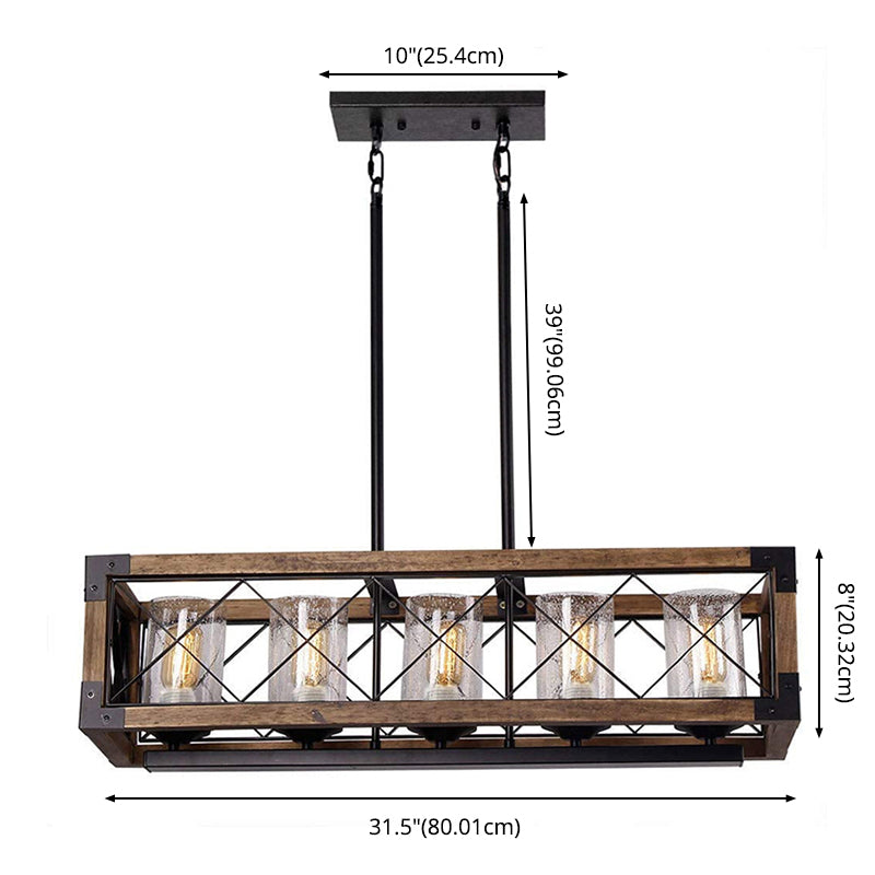 Isola in gabbia nera a ciondolo lineare a pendente retrò in metallo sala da pranzo lampadario isola lampadario