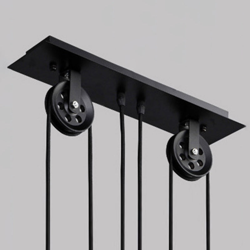 Metal 3 Lights Island Pendant Lighting Pulley Industrial Island Light Fixtures for Dining Room