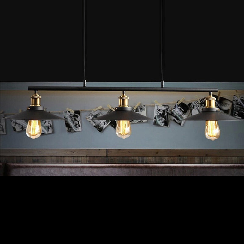Metal 3 Lights Island Pendant Lighting Pulley Industrial Island Light Fixtures for Dining Room