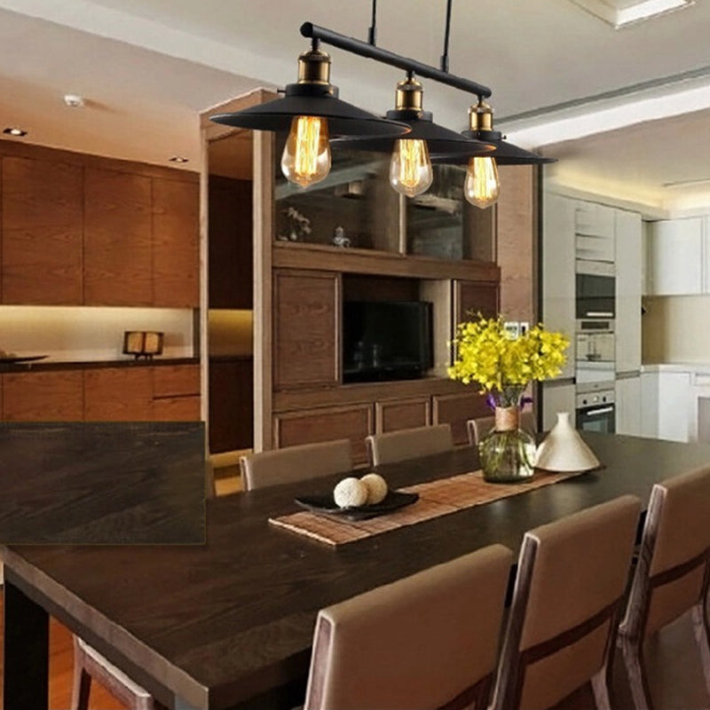 Metal 3 Lights Island Pendant Lighting Pulley Industrial Island Light Fixtures for Dining Room