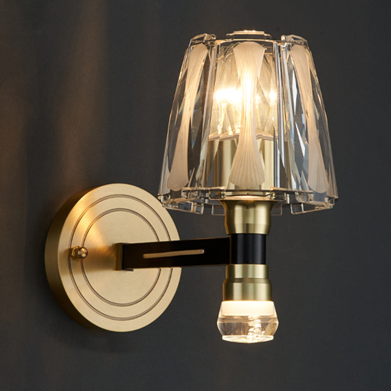 Lampada a parete in cristallo in rame a bulbo singolo 8,3 "H Brass Brass Bed Sconce Sconce Secondo
