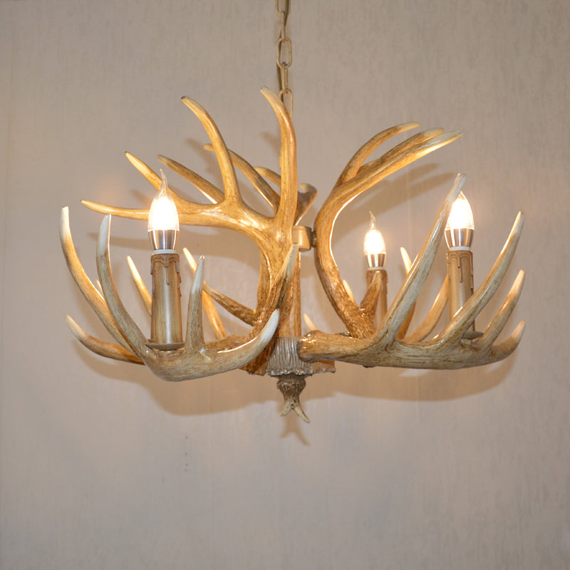 Avesos de lámpara de lámpara de madera de asta de la sala de estar de la sala de estar rústica accesorios de iluminación