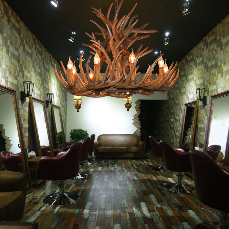 Avesos de lámpara de lámpara de madera de asta de la sala de estar de la sala de estar rústica accesorios de iluminación