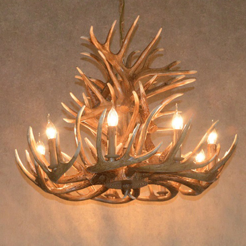 Avesos de lámpara de lámpara de madera de asta de la sala de estar de la sala de estar rústica accesorios de iluminación