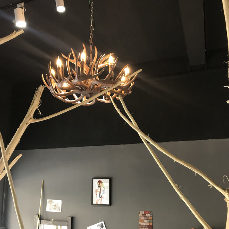 Avesos de lámpara de lámpara de madera de asta de la sala de estar de la sala de estar rústica accesorios de iluminación