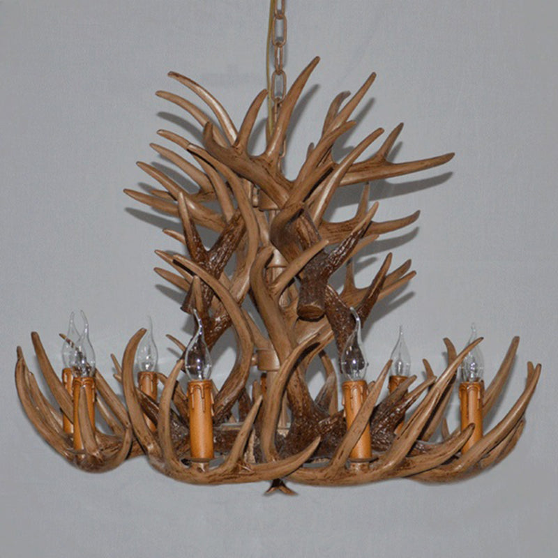 Avesos de lámpara de lámpara de madera de asta de la sala de estar de la sala de estar rústica accesorios de iluminación