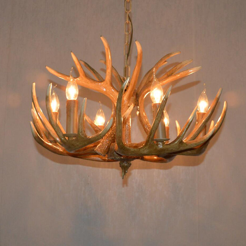 Avesos de lámpara de lámpara de madera de asta de la sala de estar de la sala de estar rústica accesorios de iluminación