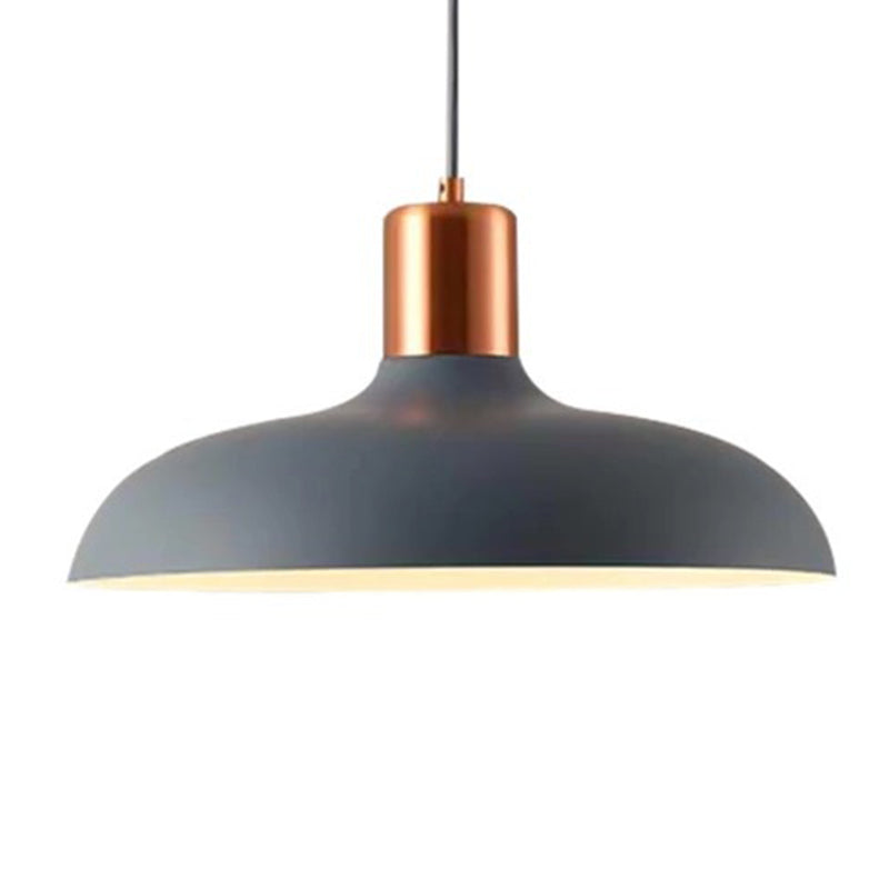 1 Bulb Restaurant Suspension Lamp Macaron Style Pendant Light Fixture with Bowl Metal Shade