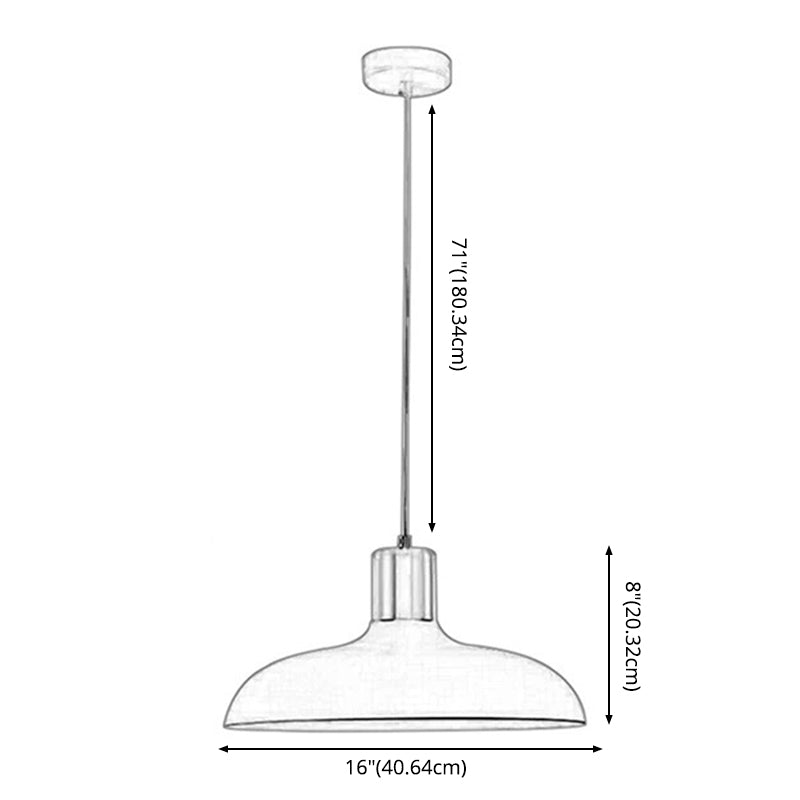 1 Bulb Restaurant Suspension Lamp Macaron Style Pendant Light Fixture with Bowl Metal Shade