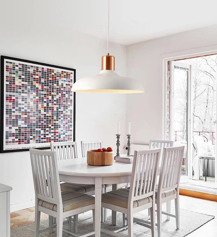 1 Bulb Restaurant Suspension Lamp Macaron Style Pendant Light Fixture with Bowl Metal Shade