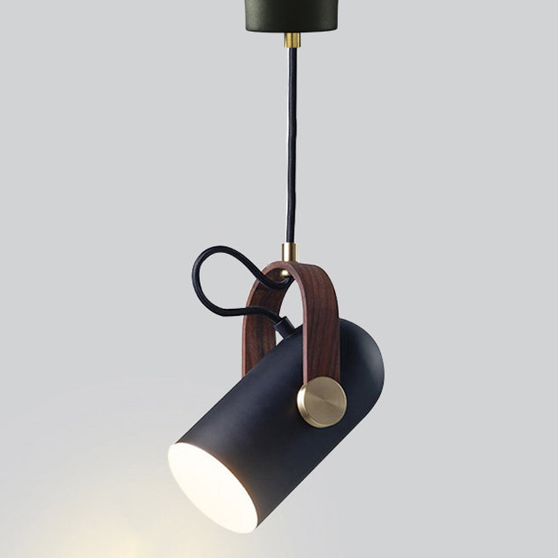 Nordic Style 1-Bulb Adjustable Spotlight Cylindrical Suspension Pendant Light with Metal Shade