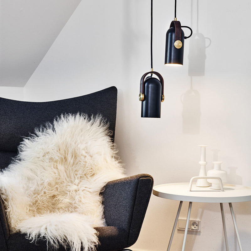 Nordic Style 1-Bulb Adjustable Spotlight Cylindrical Suspension Pendant Light with Metal Shade