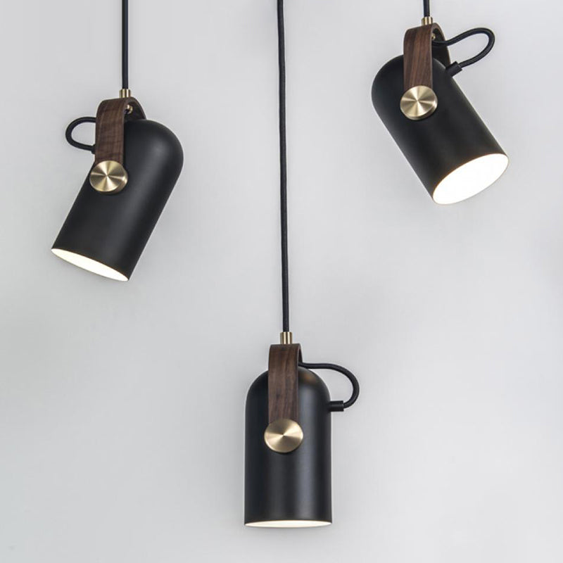 Nordic Style 1-Bulb Adjustable Spotlight Cylindrical Suspension Pendant Light with Metal Shade