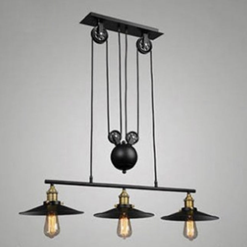 Pulley Metal Island Pendant Chandelier Industrial Dining Room Island Light Fixtures