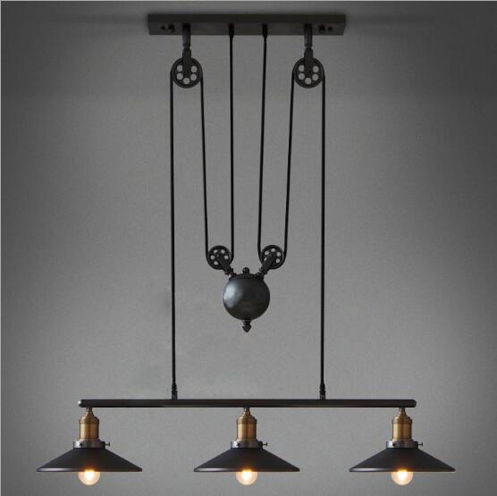 Pulley Metal Island Pendant Chandelier Industrial Dining Room Island Light Fixtures