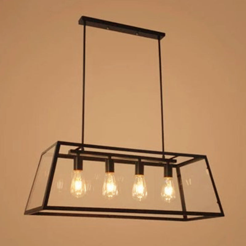 Glass 4 luces de la isla Posaboradora Trapecio de trapezoides ISLA INDUSTRIAL Luz de luz para comedor