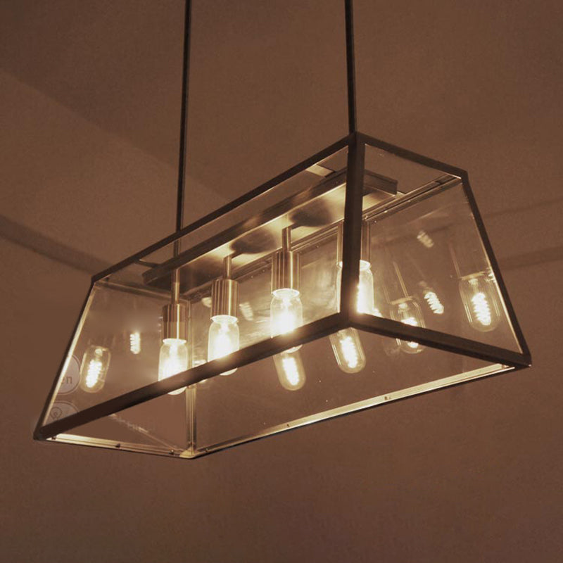 Glass 4 luces de la isla Posaboradora Trapecio de trapezoides ISLA INDUSTRIAL Luz de luz para comedor