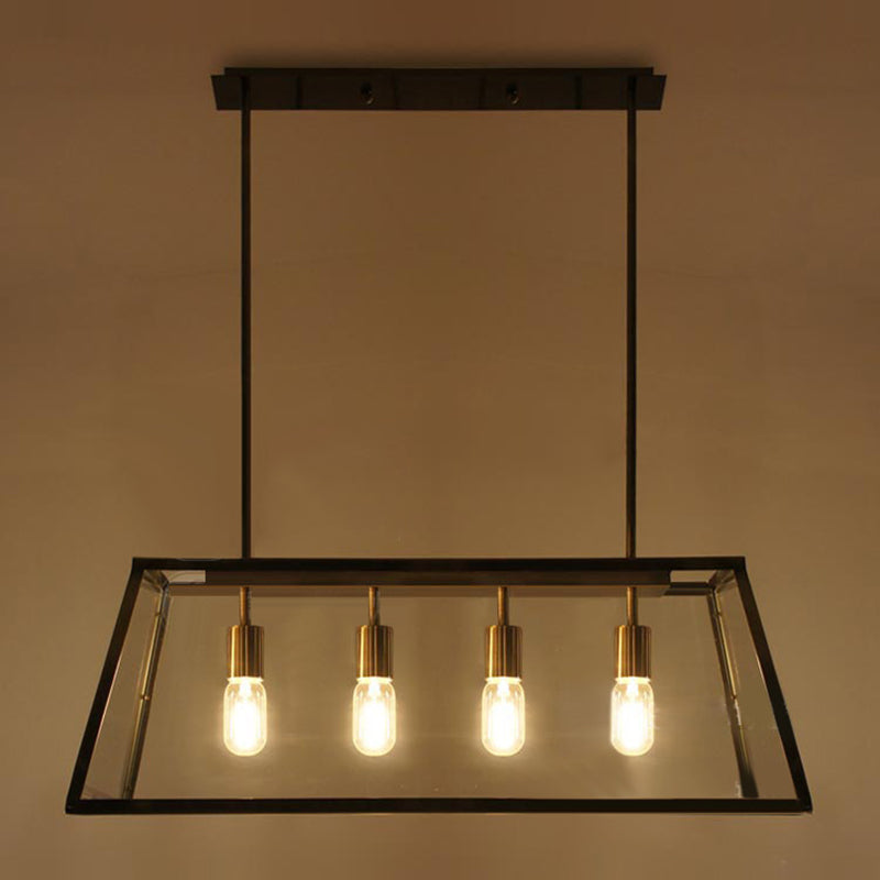 Glass 4 luces de la isla Posaboradora Trapecio de trapezoides ISLA INDUSTRIAL Luz de luz para comedor
