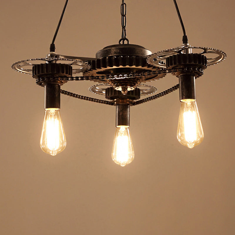 Estilo industrial Luz de techo de techo de bronce de lámpara de hierro forjado para barra para barra