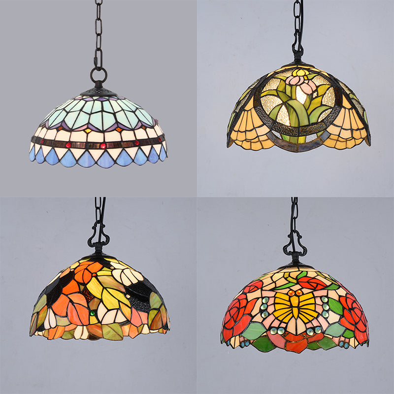 Baroque Hand Cut Glass Single Pendant Domed Suspended Lighting Fixture for Kitchen