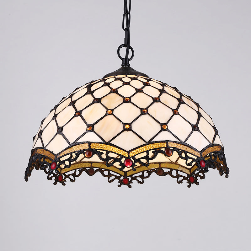 Baroque Hand Cut Glass Single Pendant Domed Suspended Lighting Fixture for Kitchen