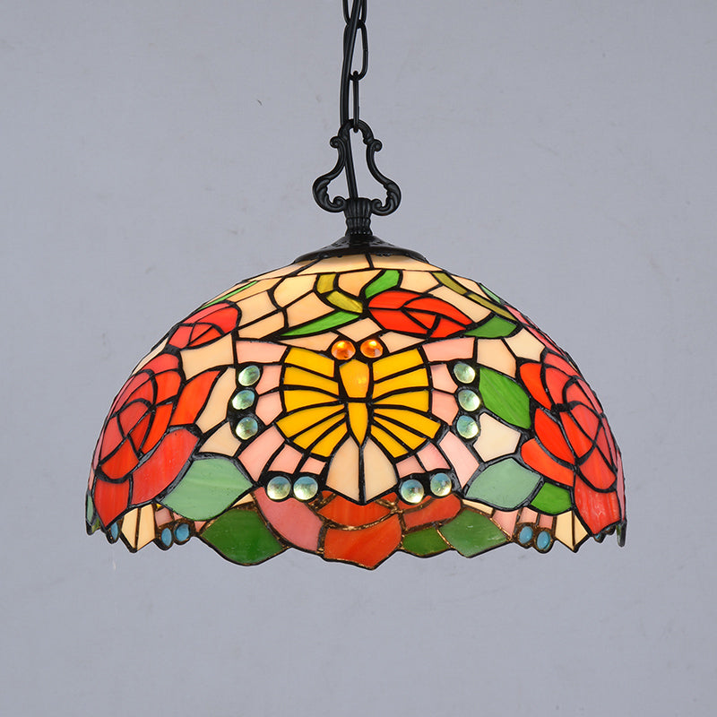 Baroque Hand Cut Glass Single Pendant Domed Suspended Lighting Fixture for Kitchen