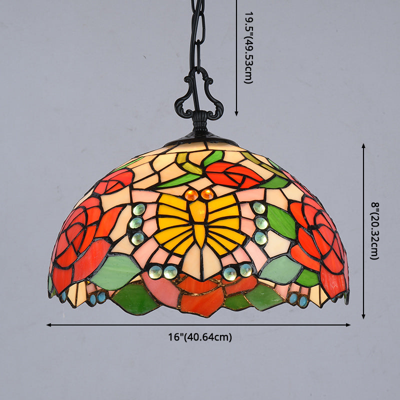Baroque Hand Cut Glass Single Pendant Domed Suspended Lighting Fixture for Kitchen