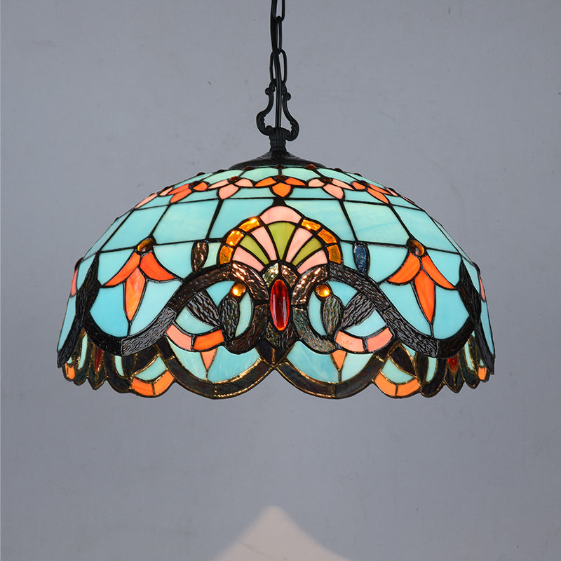 Baroque Hand Cut Glass Single Pendant Domed Suspended Lighting Fixture for Kitchen