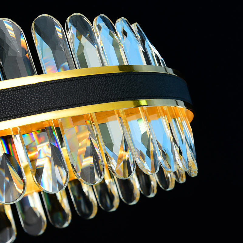 Black Faceted Clear Crystal Prism Tubular Ceiling Pendant Contemporary Island Lighting Fixtures