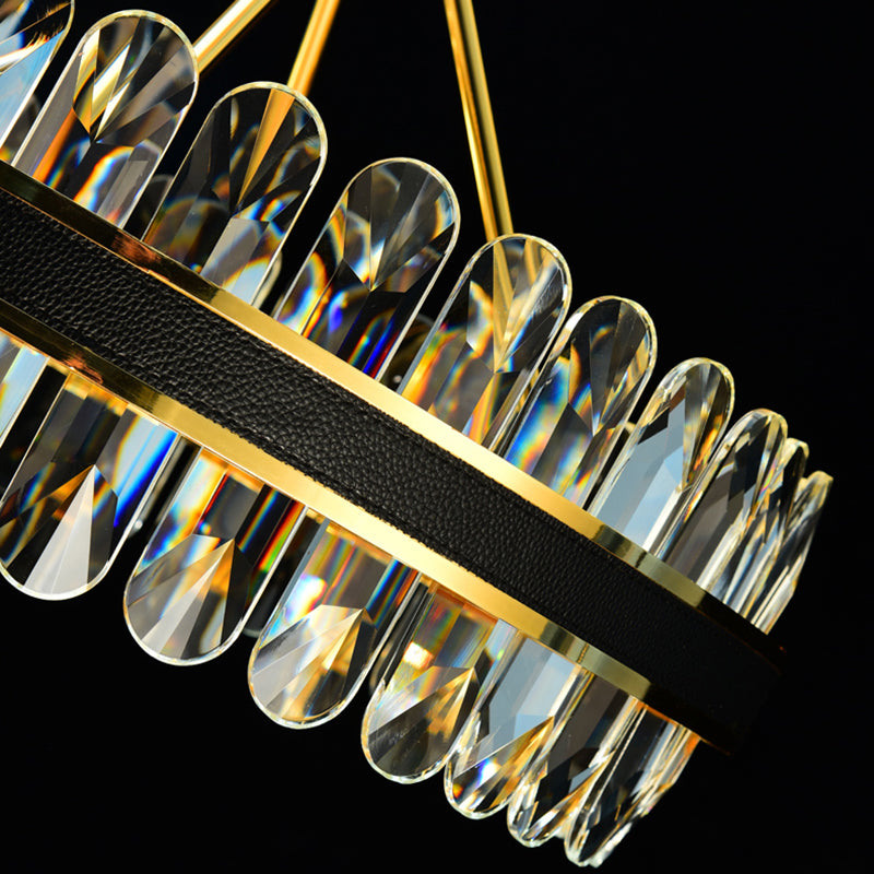 Black Faceted Clear Crystal Prism Tubular Ceiling Pendant Contemporary Island Lighting Fixtures