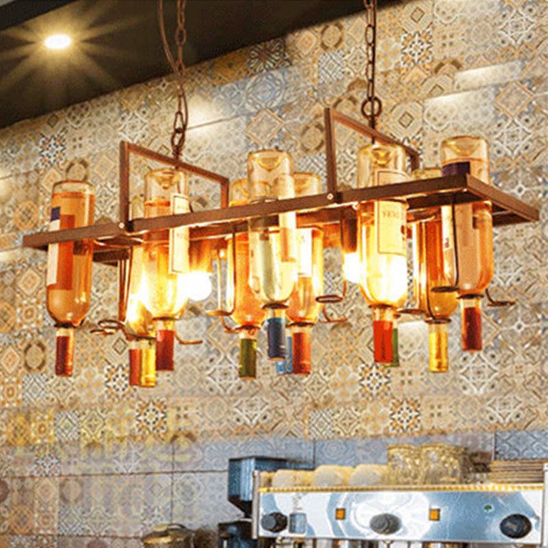 Eiland hanger verlichting vintage stijl balk hangende plafondarmatuur met flessen metalen tint in meerkleurig