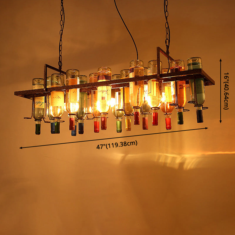 Eiland hanger verlichting vintage stijl balk hangende plafondarmatuur met flessen metalen tint in meerkleurig