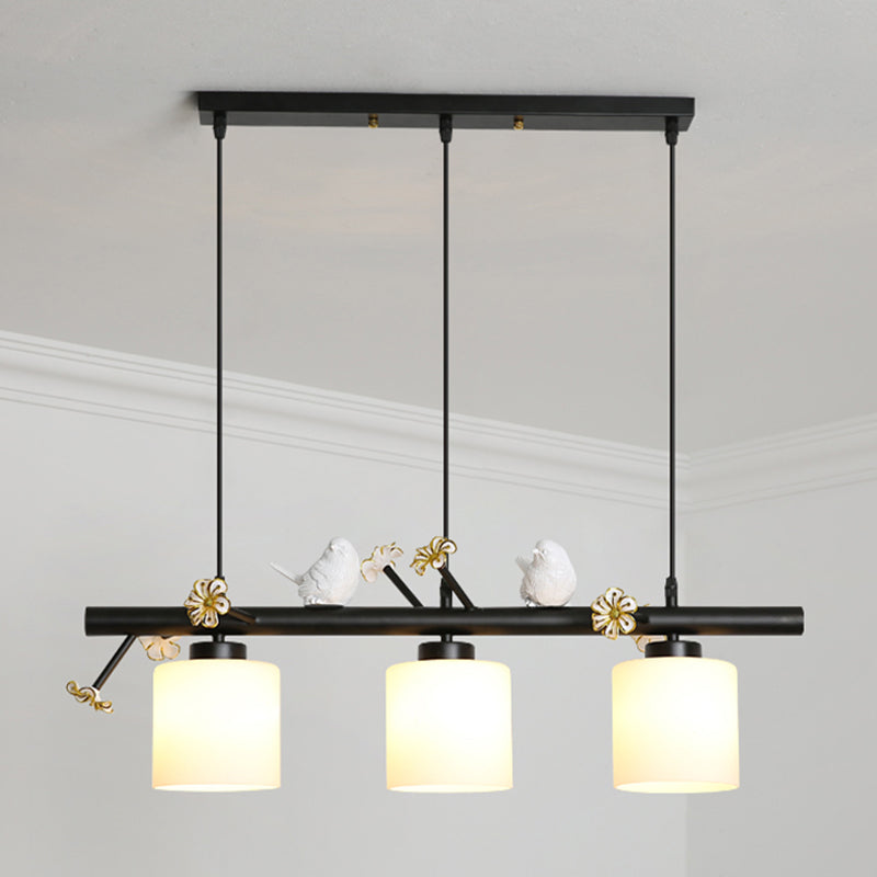 Opal Glossy Glass Shade 3 Lights Isola Isola Accenda Lampade isola di transizione dell'isola per sala da pranzo