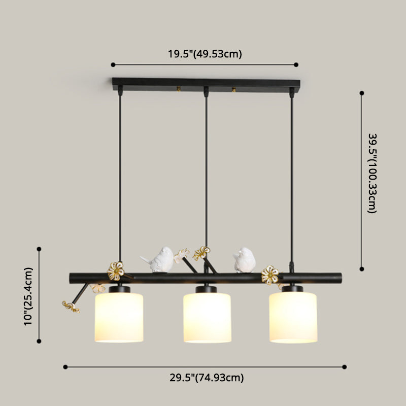 Opal Glossy Glass Shade 3 Lights Isola Isola Accenda Lampade isola di transizione dell'isola per sala da pranzo