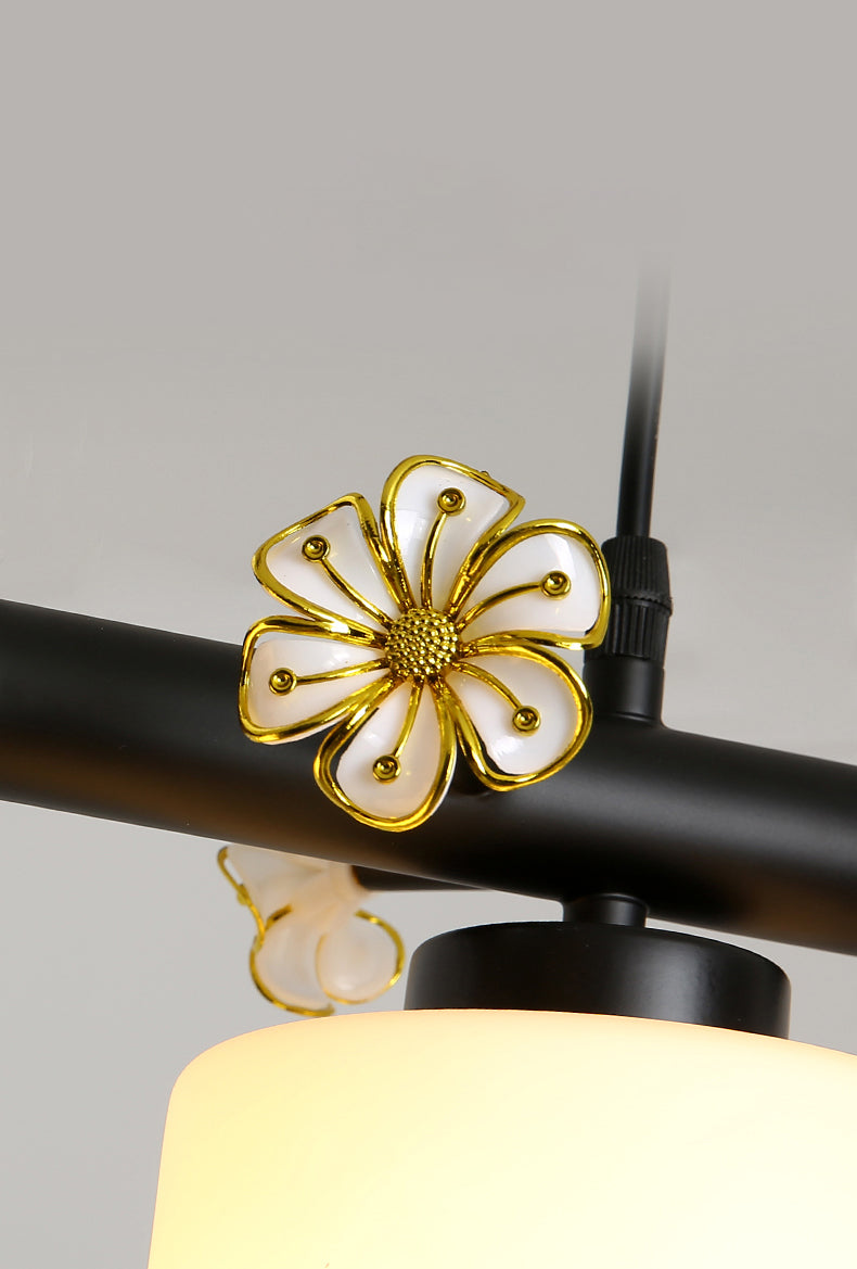 Opal Glossy Glass Shade 3 Lights Isola Isola Accenda Lampade isola di transizione dell'isola per sala da pranzo