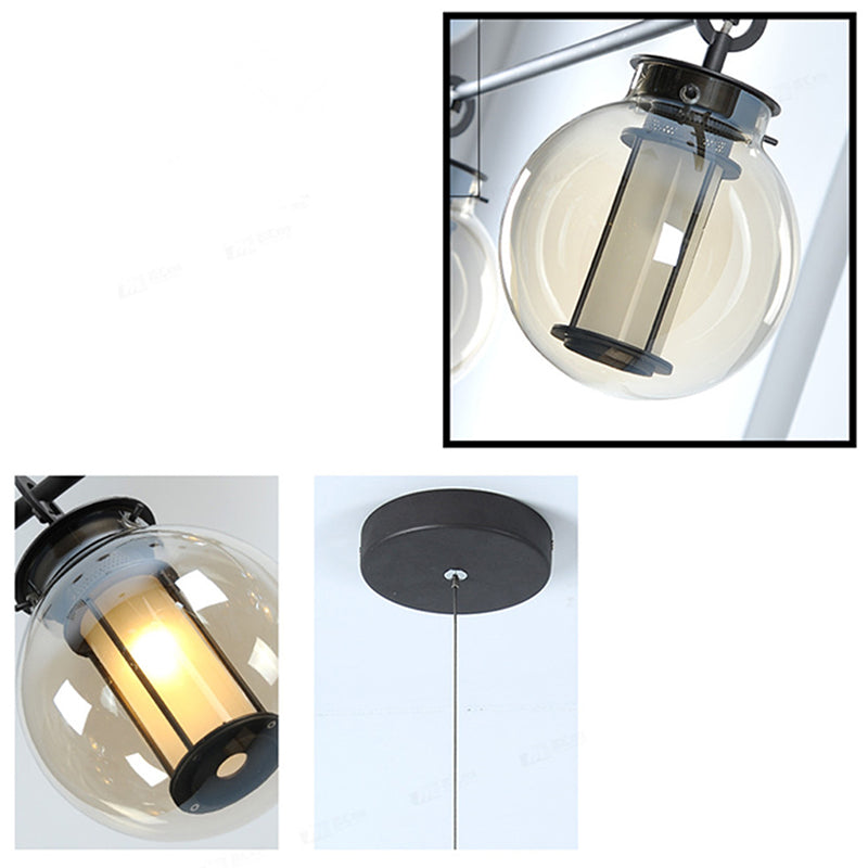 Vetro 2 luci isola illuminazione a sospensione sferico isola industriale lampade per bar