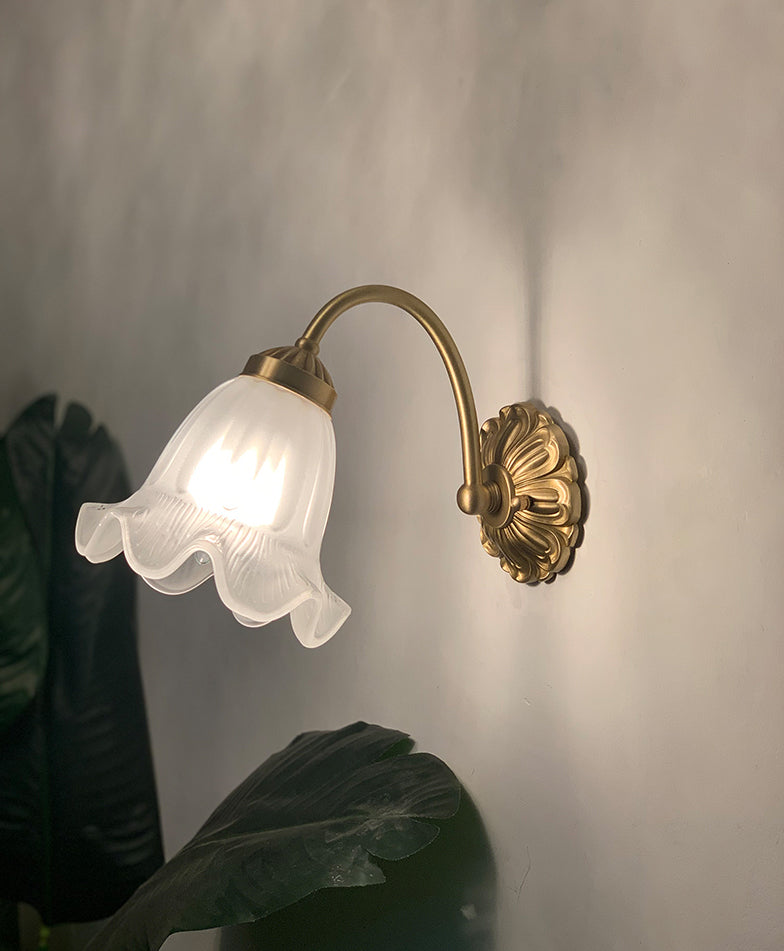 Modern Minimalist Style Gooseneck Wall Mounted Light Fixture 1 Light Wall Sconce Lights with Glass Shade