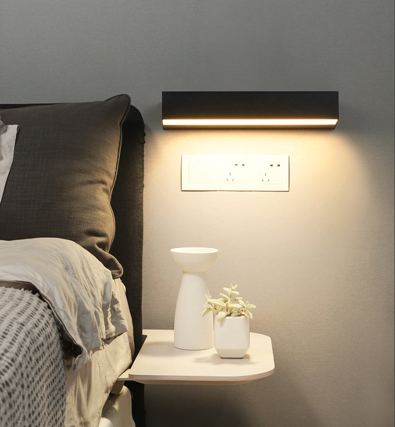 Modern Minimalist Style Rectangle Flush Mount Wall Sconce Aluminum 1 Light Wall Mount Light Fixture for Bedroom