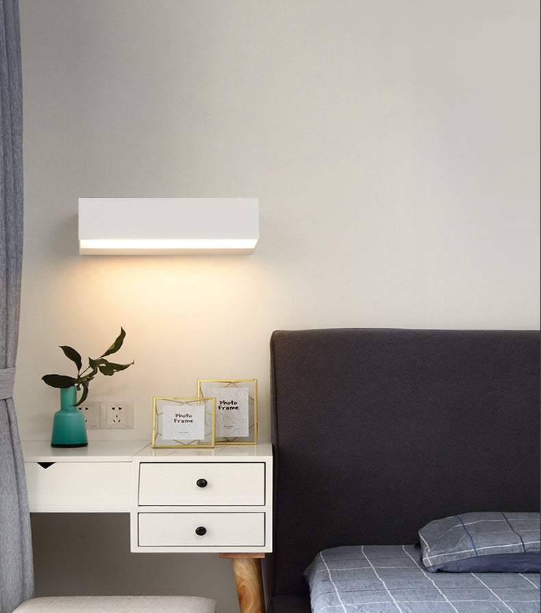 Modern Minimalist Style Rectangle Flush Mount Wall Sconce Aluminum 1 Light Wall Mount Light Fixture for Bedroom