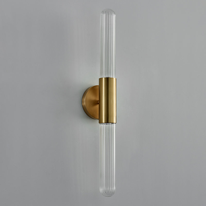 Media de mediados de siglo de lujo cilíndrico arriba y abajo de lámpara montada en la pared de vaso 2 luces de luz de luz aplastante