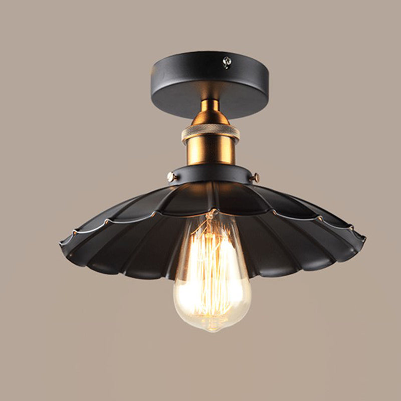 Luminaire semi-encastré évasé de style vintage en métal, éclairage semi-encastré en noir