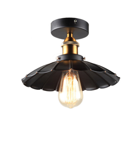 Luminaire semi-encastré évasé de style vintage en métal, éclairage semi-encastré en noir