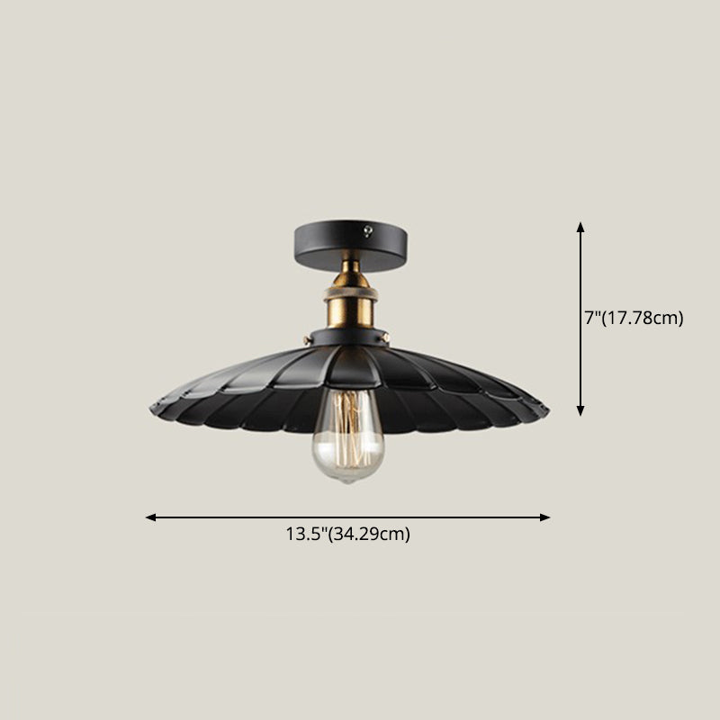 Luminaire semi-encastré évasé de style vintage en métal, éclairage semi-encastré en noir