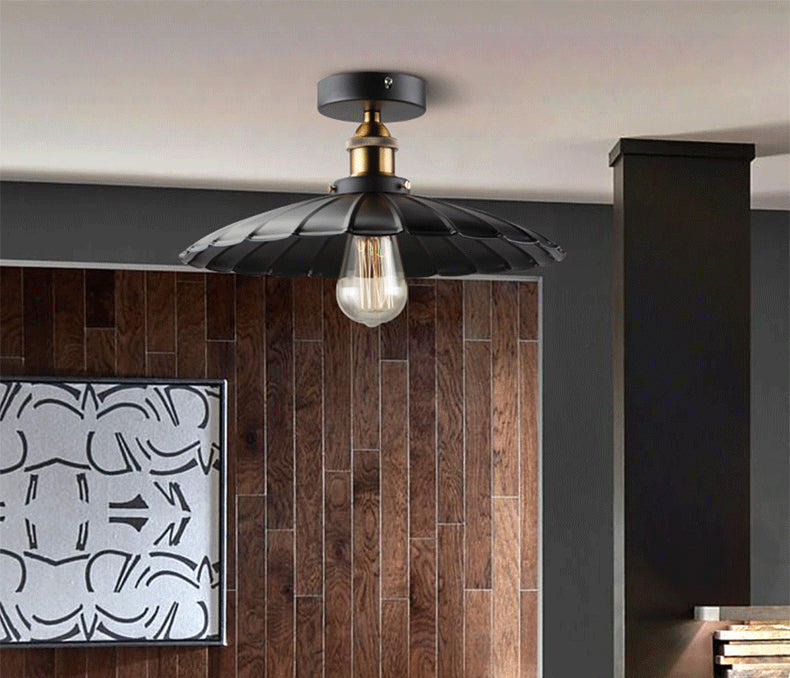 Luminaire semi-encastré évasé de style vintage en métal, éclairage semi-encastré en noir