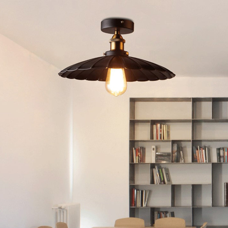 Luminaire semi-encastré évasé de style vintage en métal, éclairage semi-encastré en noir