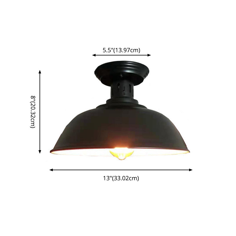 Luminaire semi-encastré en métal noir, plafonnier semi-encastré de style industriel pour grange